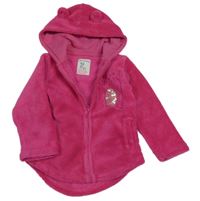 Ružová chlpatá prepínaci mikina s mačkou a kapucňou Reserved