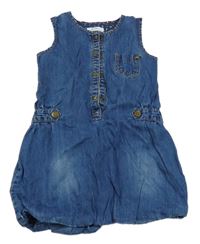 Modré podšité riflové šaty s kapsami 