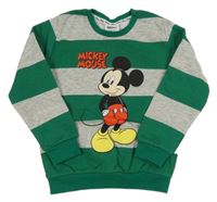 Sivo-zelená pruhovaná mikina s Mickeym Disney