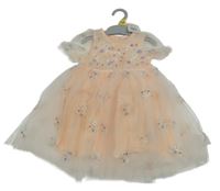 Nové - marhuľové tylové šaty s výšivkami květů Pep&Co