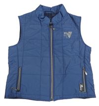 Tmavomodrá šusťáková lehce zateplená jezdecká vesta s koníkem 