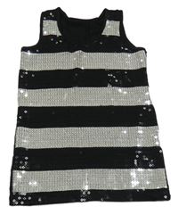 Čierno-strieborný flitrový top