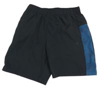 Čierne športové funkčné kraťasy s modrým pruhom