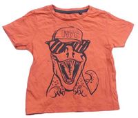 Korálové tričko s dinosaurom s okuliarmi