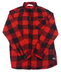 Červeno-čierna kockovaná flanelová košeľa zn. H&M