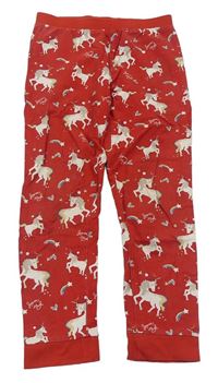 Červené pyžamové nohavice s jednorožcami M&S