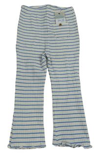 Bílo-modré pruhované žebrované flare legíny Primark