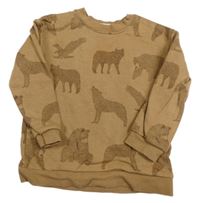 Hnedá mikina so zvieratkami H&M