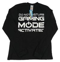 Nové - Čierne pyžamové tričko s nápisom