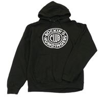 Čierna mikina s nápismi a kapucňou