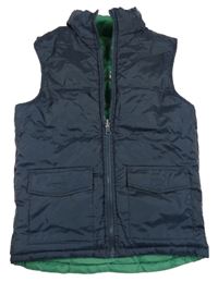 Tmavomodrá šušťáková zateplená obojstranná vesta TCM