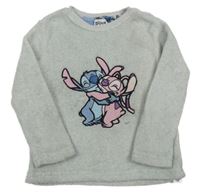 Svetlosivá plyšová mikina so Stitchem a Angeou Disney