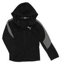 Černo-šedá propínací mikina s logem a kapucí Puma