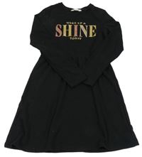 Černé teplákové šaty s nápisem H&M