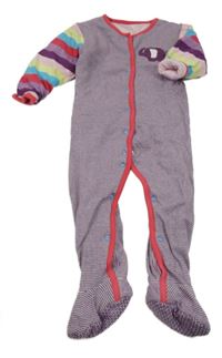 Fialovo-bielo-farebný pruhovaný zateplený overal so slonom Mothercare