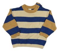 Béžovo-modro-okrový pruhovaný sveter H&M
