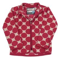 Světlerůžovo-fuchsiová puntíkatá fleecová propínací mikina Tchibo