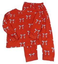 Červené fleecové pyžamo s mašlemi M&S