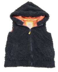 Lilková kožešinová podšitá vesta s kapucí Mini Boden