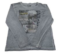 Sivé tričko s obrázkami a nápisom Gatonero