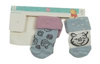 Nové - 2set - Modro-fialovo-bílé ponožky s medvídkem Pú Disney