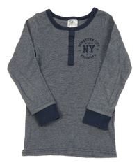 Tmavomodré melírované tričko s nápisom H&M