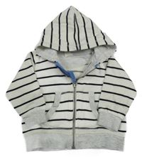 Bielo-čierna pruhovaná prepínaci mikina s kapucňou H&M
