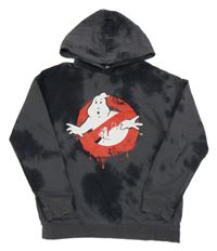 Antracitovo-černá batikovaná mikina s kapucí - Ghost Busters H&M