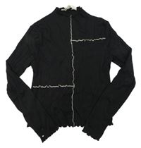 Čierne rebrované crop tričko H&M