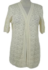 Dámsky smotanový ažurový svetrový cardigán Damart