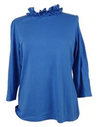 Dámské modré triko s krajkovým límečkem Savida 