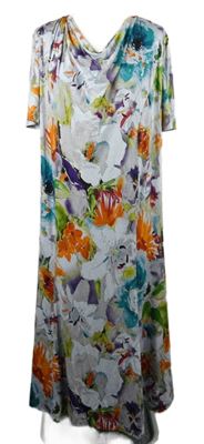 Dámské šedo-barevné květované midi šaty s vodou Hellrung 