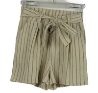 Dámske béžovo-čierne prúžkované kraťasy s opaskom Page one young