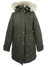 Dámský khaki šusťákový zimní kabát s kapucí Vero Moda 