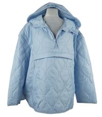 Dámská světlemodrá šusťáková prošívaná zateplená bunda s kapucí Primark 
