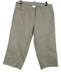 Dámské béžové capri plátěné rolovací kalhoty Sheego 