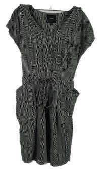 Dámské černo-bílé vzorované minišaty se stahováním a kapsami Next 