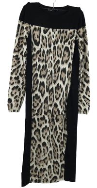 Dámské černo-béžové vzorované svetrové šaty Karen Millen 