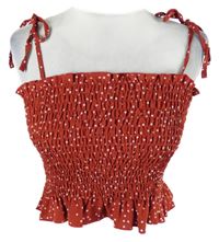 Dámský červený puntíkovaný žabičkový crop top Shein 