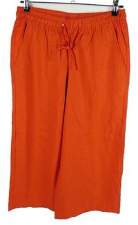 Dámské červené lněné culottes kalhoty Up2Fashion 