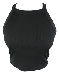 Dámský černý žebrovaný crop top Shein 