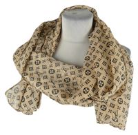 Dámská béžová šifonová šála s logy Louis Vuitton 