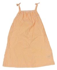 Neónově oranžovo-biele pruhované šaty Nutmeg