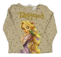 Béžové tričko so srdiečkami a Rapunzel H&M