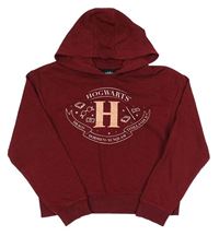 Vínová crop mikina s potiskem Harry Potter a kapucňou