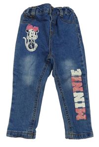 Modré skinny rifle s Minnie Disney