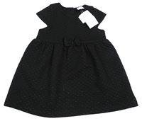 Černé třpytivé teplákové šaty s mašlí H&M