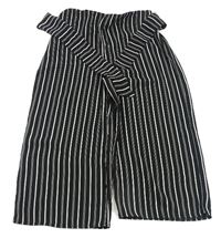 Čierno-biele pruhované culottes nohavice s opaskom Primark