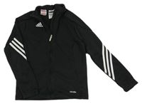 Černá sportovní propínací funkční mikina s pruhy Adidas