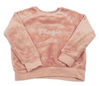 Svetloružová chlpatá mikina s nápisom Topolino